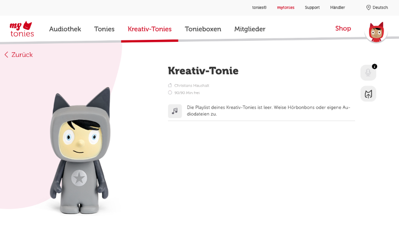 Kreativ-Tonie auf my.tonies.com auswählen