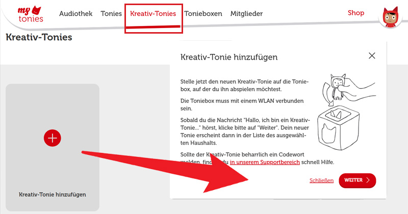 Kreativ-Tonie hinzufügen