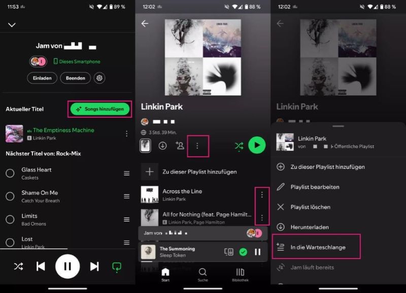 Lieder zum Anhören in Spotify Jam hinzufügen