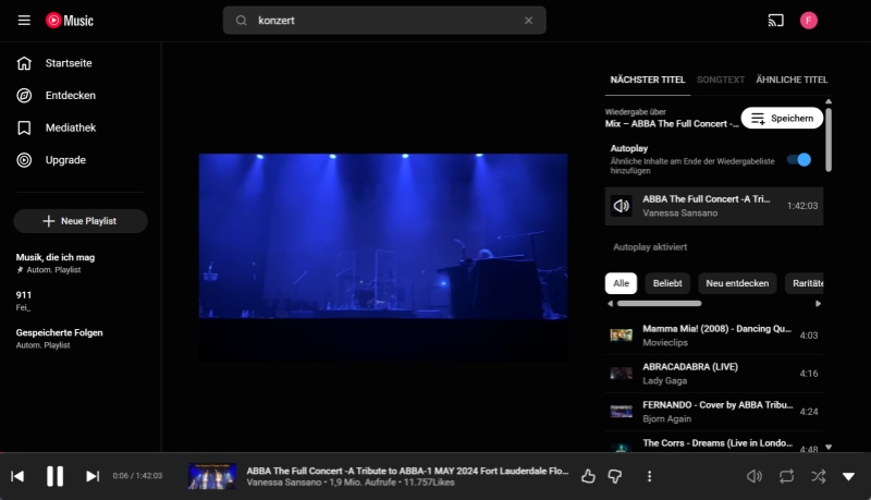 Live-Auftritte in YouTube Music