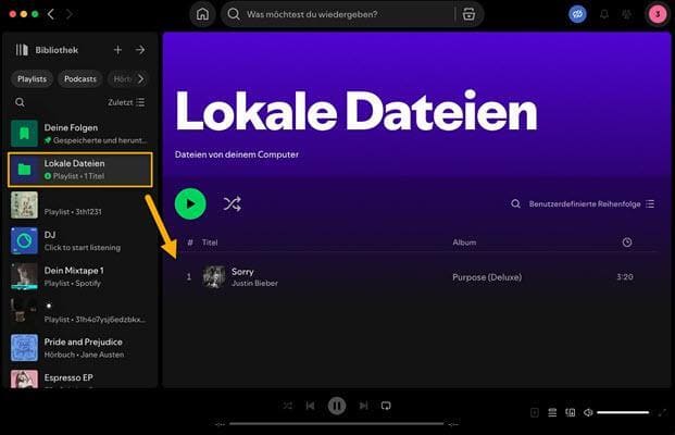 Lokale Dateien bei Spotify