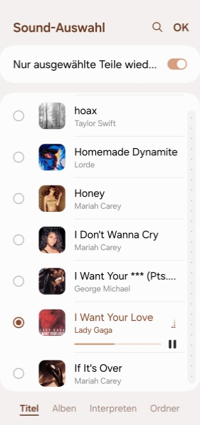 Lokale Musik als Wecker in Android