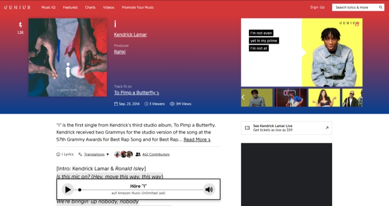 Lyrics in Genius anzeigen