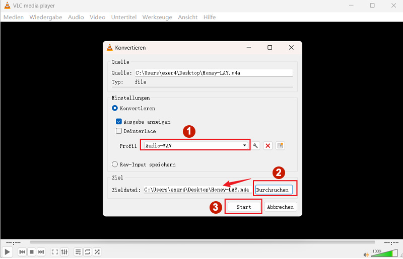 M4A in WAV umwandeln kostenlos mit VLC