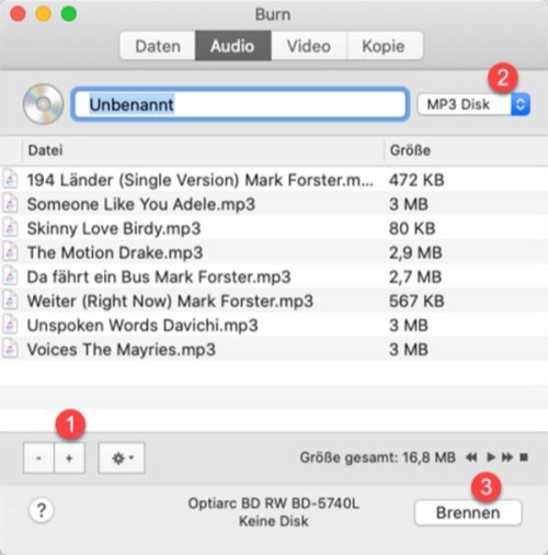 Mit Brenn CD auf Mac brennen