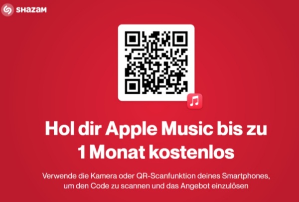 Mit Shazam Apple Music 1 Monat kostenlos