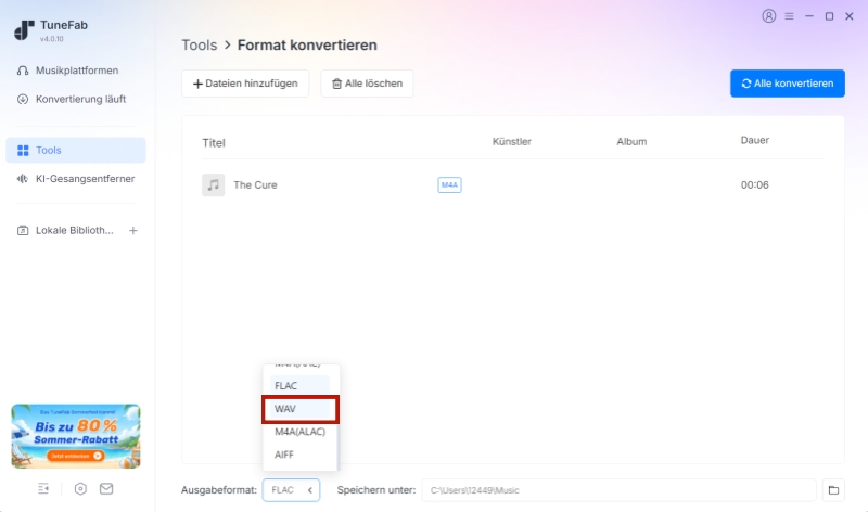 mit TuneFab M4A in WAV umwandeln