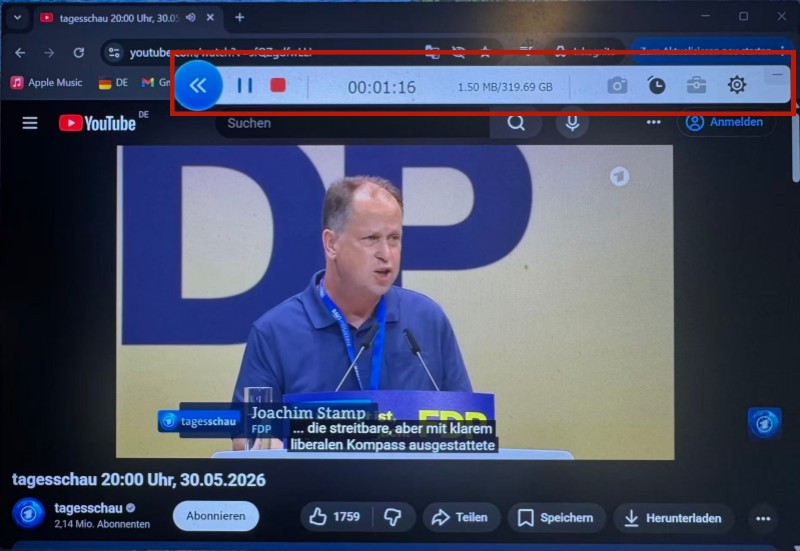 MP3-Audio aus YouTube durch eine Aufnahme extrahieren
