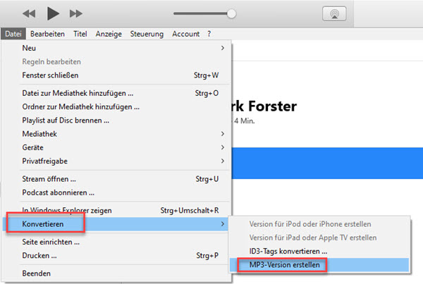 MP3-Version in iTunes unter Windows erstellen