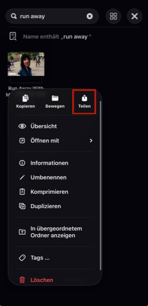 Musik-Dateien auf iOS teilen