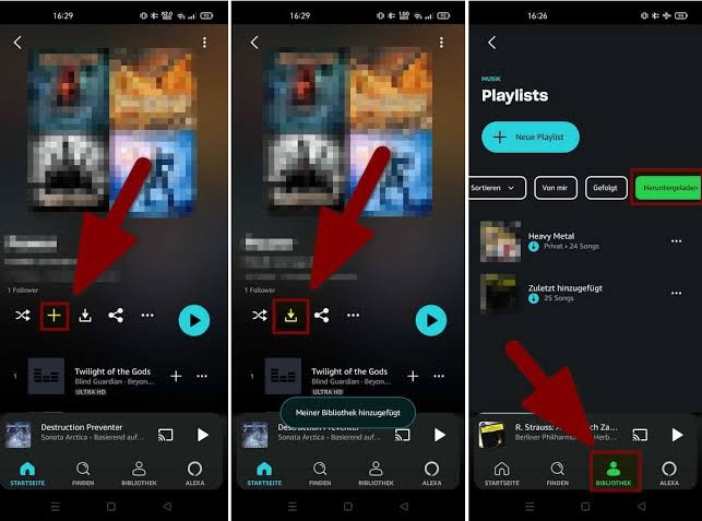 Musik in der Amazon-Music-App herunterladen