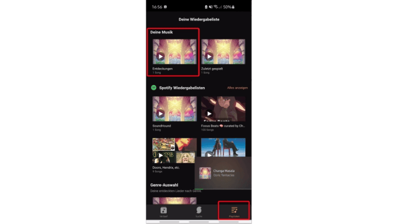 Musik von Spotify in SoundHound abspielen