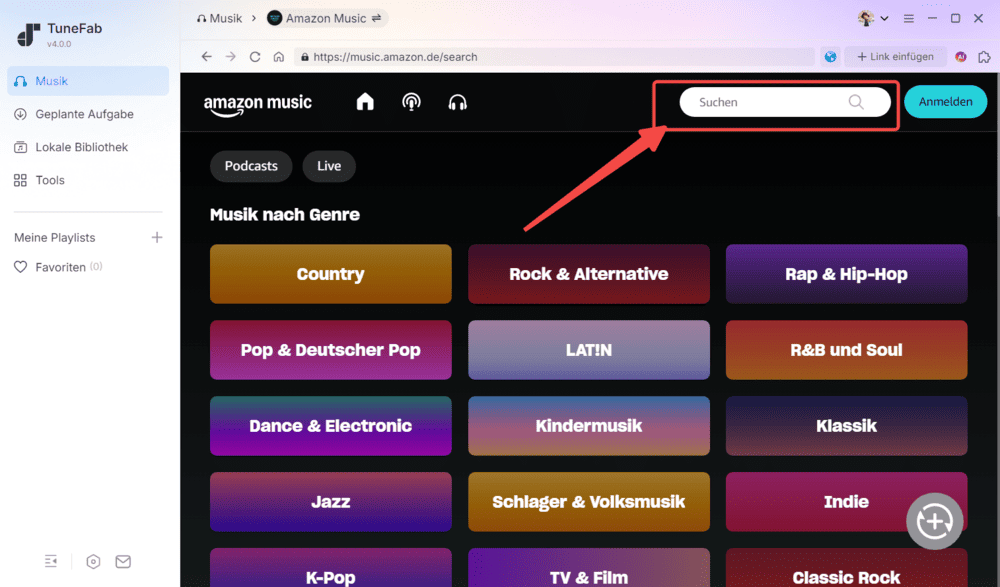 Nach Amazon Music-Songs zum Herunterladen suchen