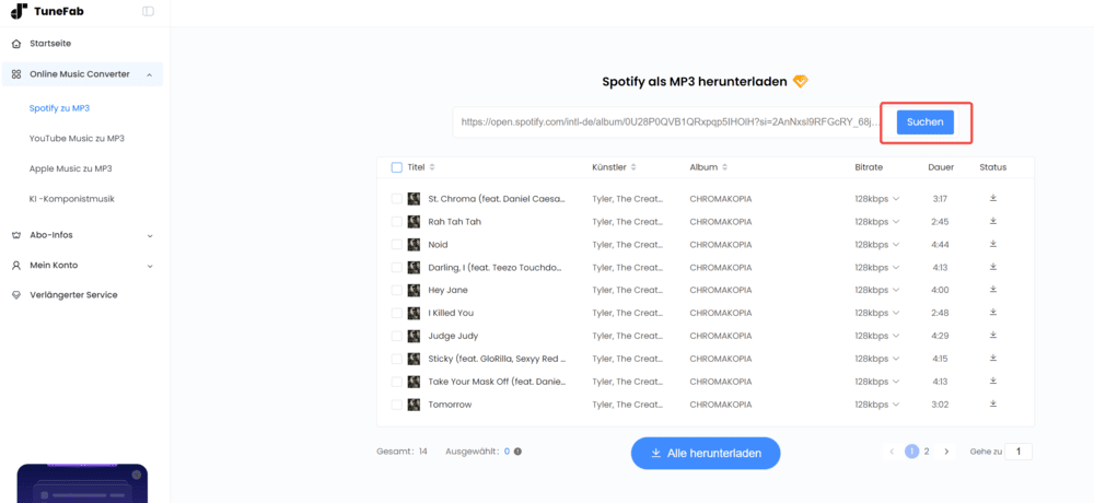 Spotify Songs suchen