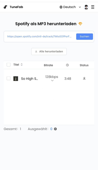 Nach Spotify Songs suchen