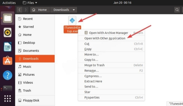 Öffnen iTunes mit Wine