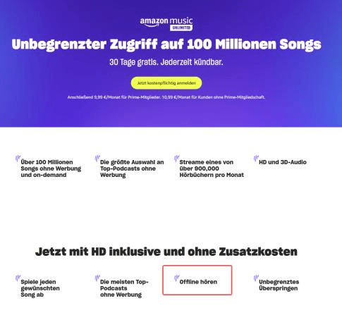 Offline-Funktion von Amazon Music