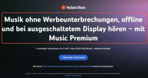 Offline-Funktion von YouTube Music