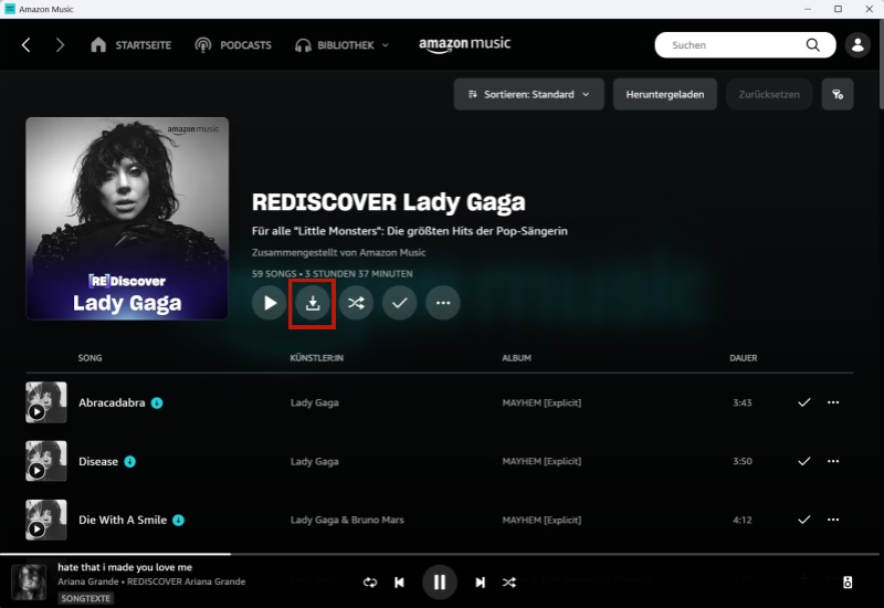 On-Demand-Playlist in Amazon Prime auf PC herunterladen