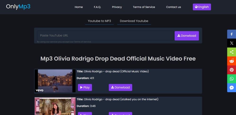 OnlyMp3 YouTube Song Downloader online