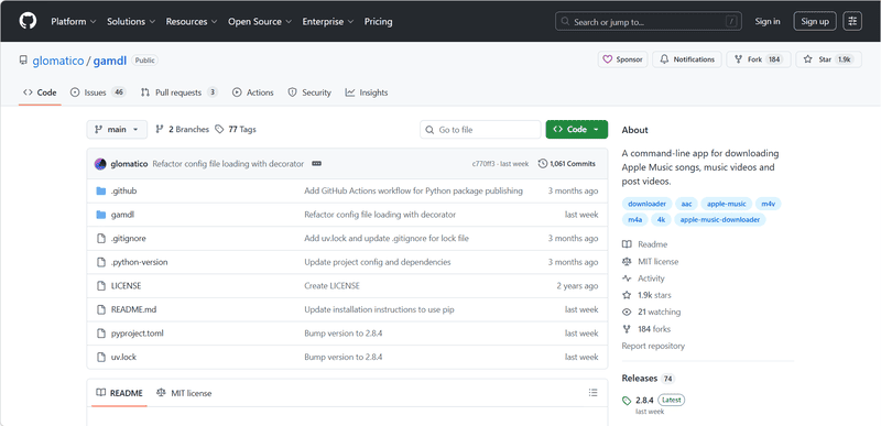 Open-Source-Software Gamdl