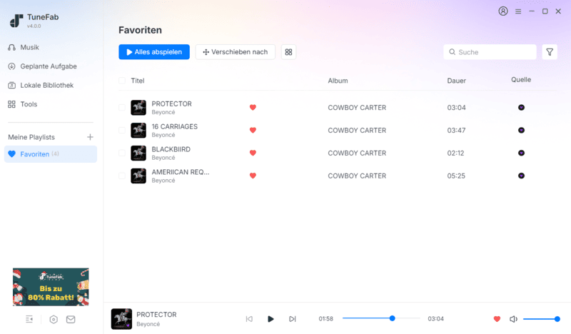 Persönliche Playlists auf TuneFab erstellen