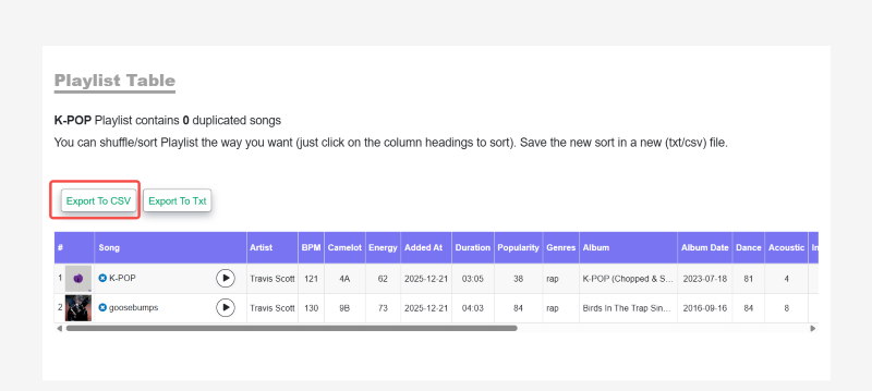 Spotify Playlist als CSV-Dateien exportieren