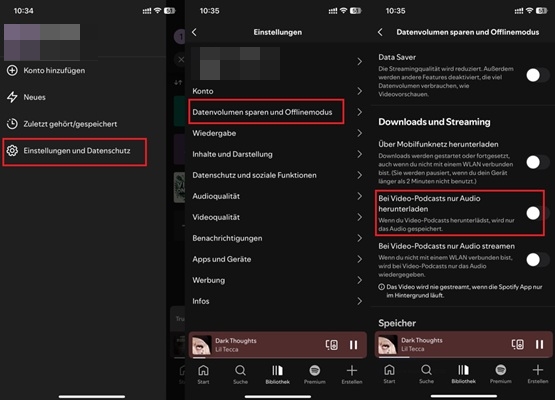 Bei Video-Podcasts nur Audio herunterladen