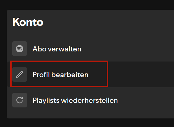 Profil bearbeiten in Spotify App