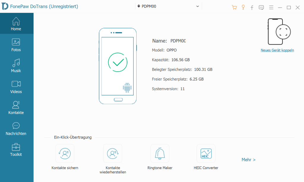 FonePaw DoTrans Hauptseite