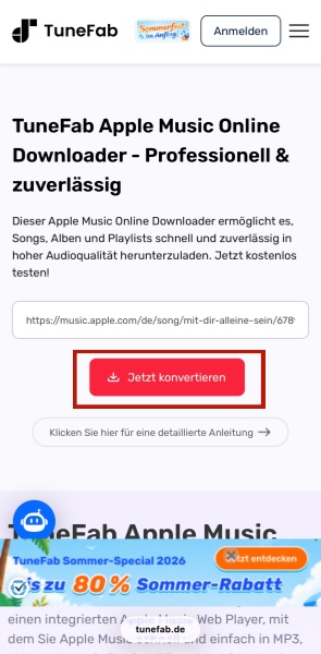 Share-Link aus Apple Music in TuneFab analysieren