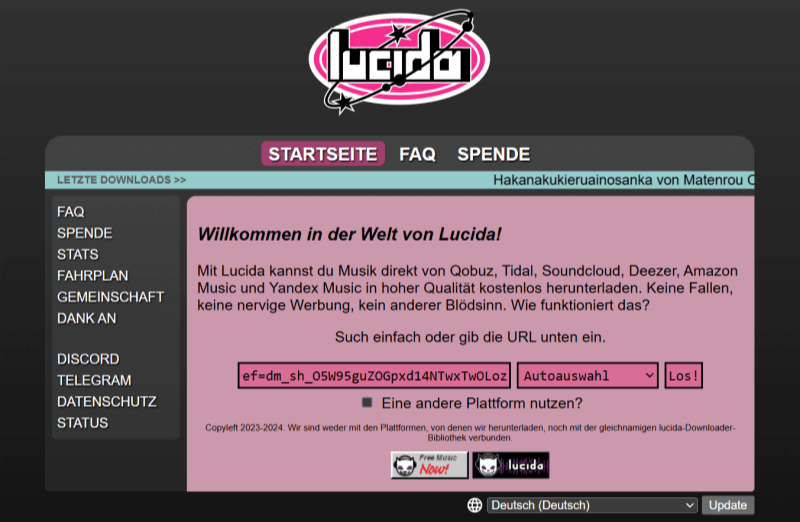 Share-Link in Lucida einfügen