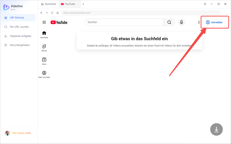 Sich bei YouTube anmelden