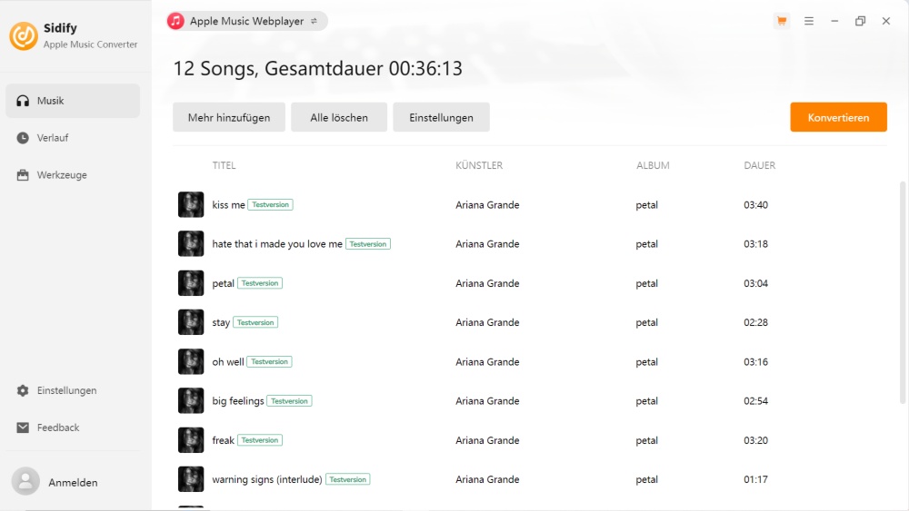 Apple-Music-Playlist mit Sidify erfolgreich erkennen