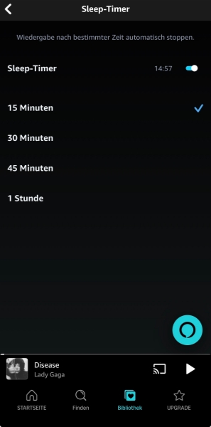 Sleep-Timer in Amazon Music auf iOS aktivieren