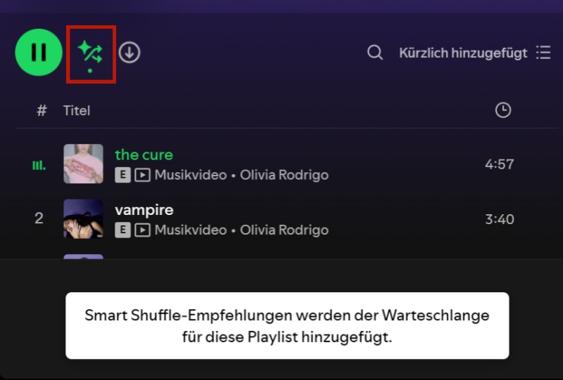 Smart-Shuffle-Symbol in Spotify