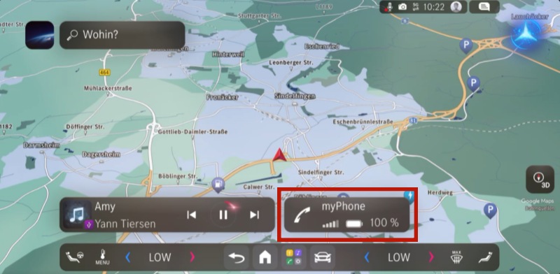 Smartphone ist mit dem Fahrzeug verbunden