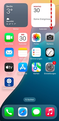 Smartphone nach unten wischen