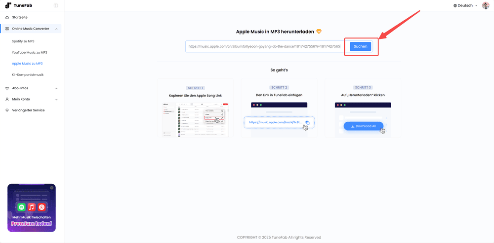 Songs zum Herunterladen analysieren