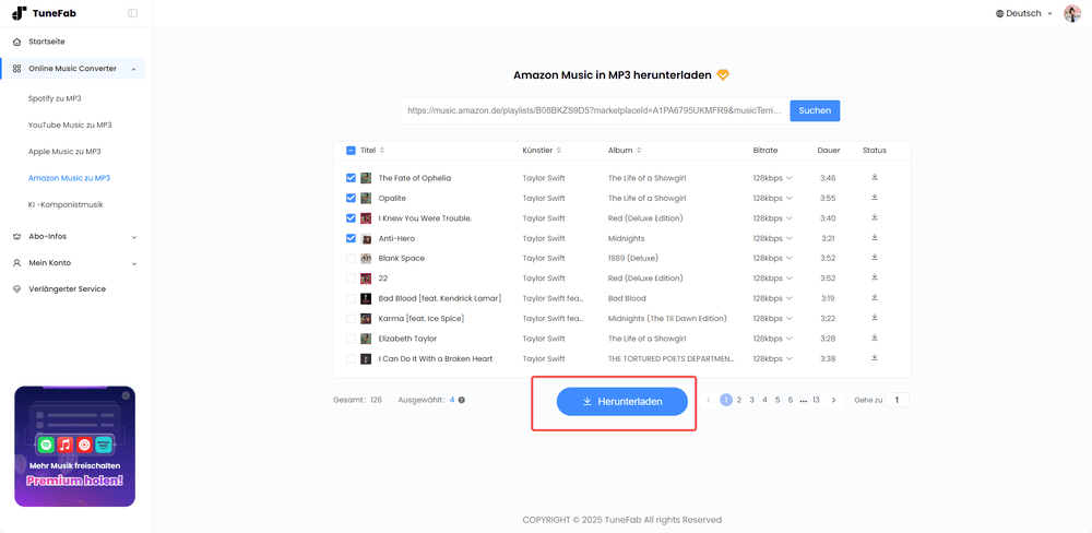 Amazon Music mit TuneFab online als MP3 downloaden