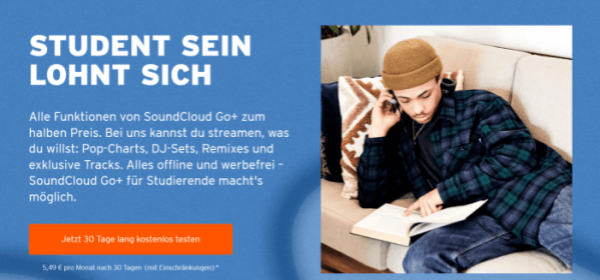 SoundCloud Go+ mit Studierendenrabatt