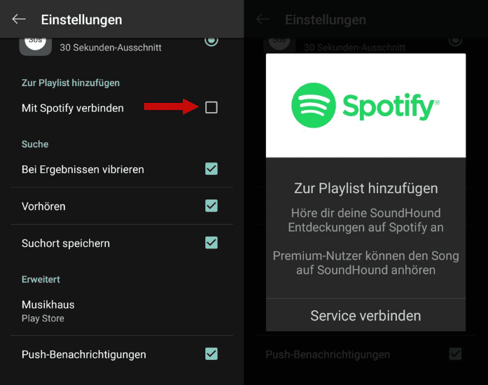 SoundHound und Spotify miteinander verbinden