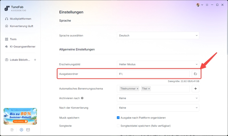 Speicherort der Musikdateien ändern