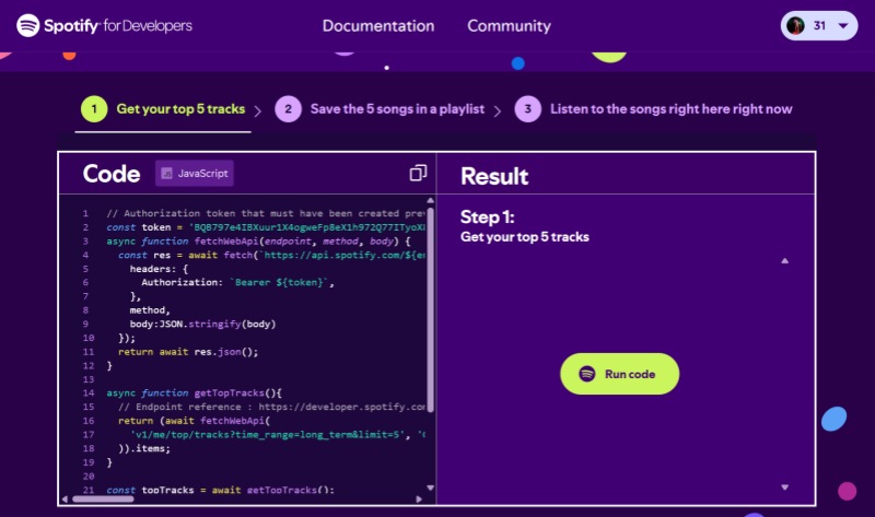 Spotify Developer Modus