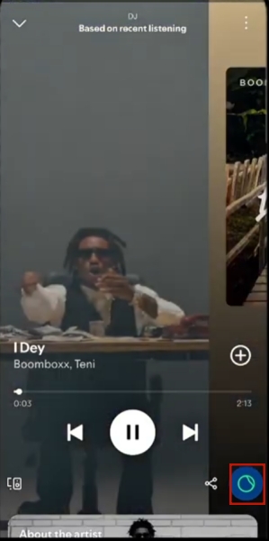 Spotify DJ-Modus beim Abspielen