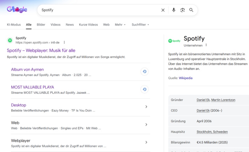 Spotify in Chrome suchen