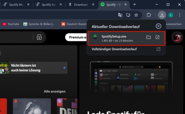 Spotify Installationspaket ausführen