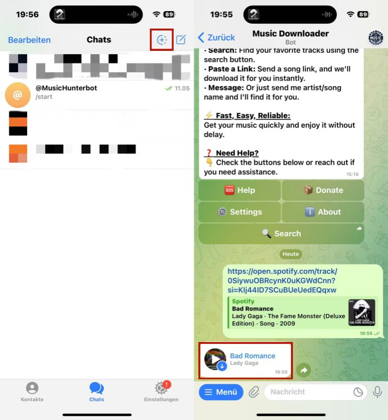 Spotify Link an Telegram-Bot senden