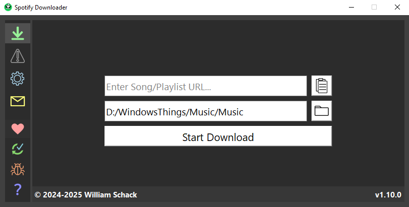 Spotify-Link einfügen und Speicherort wählen