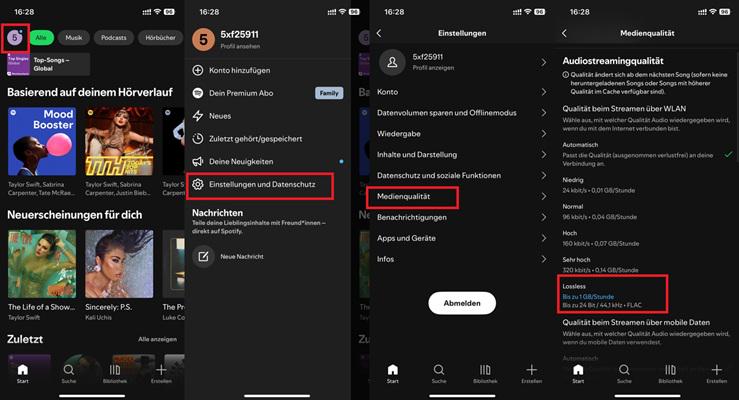 Spotify Lossless Audio aktivieren